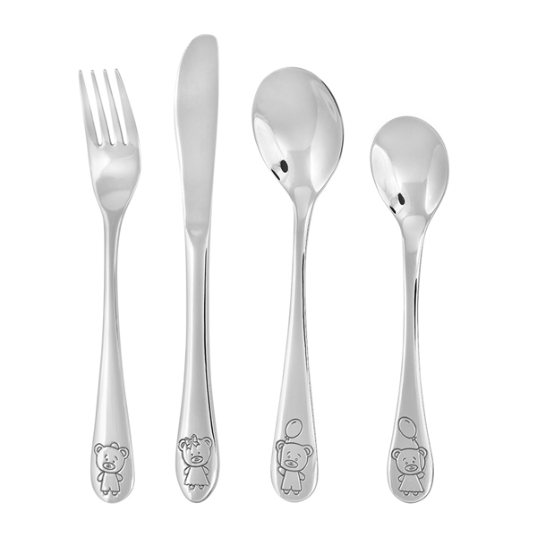 Rustfrit stål bestik m. bamser, fra Noa Kids