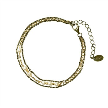 Armbånd  Sterlingsølv med 9kt guld og ferskvandsperle 18+4cm, fra San - Links of Joy