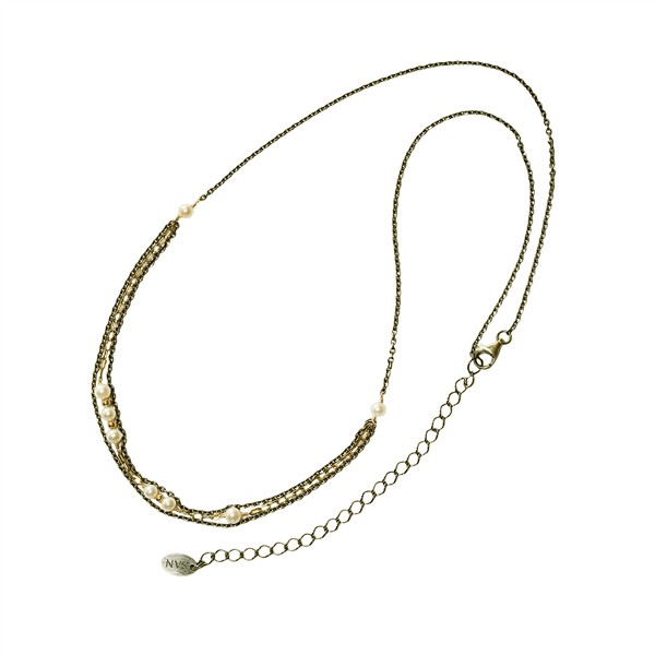 Halskæde i sterlingsølv m.14kt guld & ferskvandsperler 42+8cm, fra San - Links of Joy