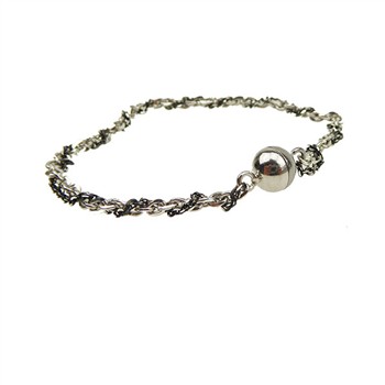 Armbånd & halskæde 2 rk.sort/rhodineret m.Magnetlås 21cm, fra San - Links of Joy
