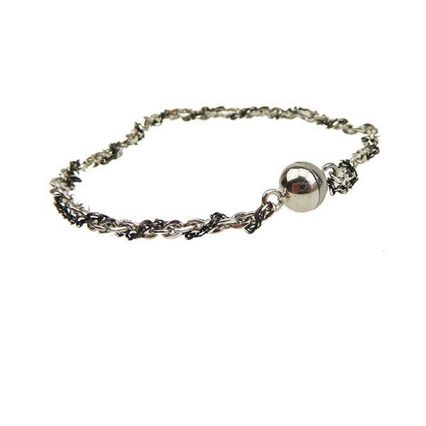 Armbånd & halskæde 2 rk.sort/rhodineret m.Magnetlås 18cm, fra San - Links of Joy