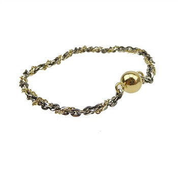 Armbånd & halskæde 2 rk.Sort Rhd./Forgyldt m.Magnetlås 21cm, fra San - Links of Joy