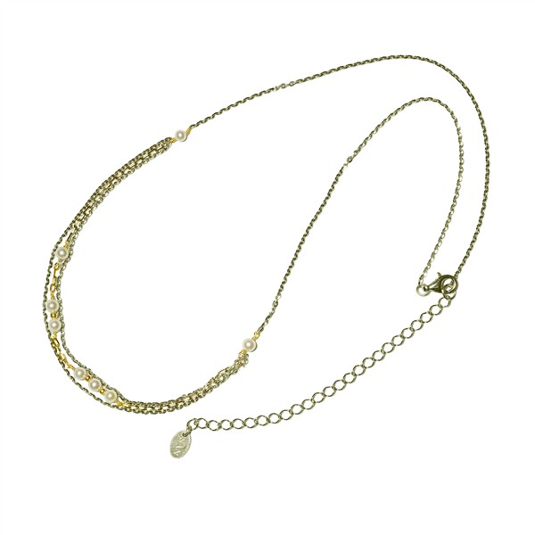 Halskæde i sterlingsølv m.9kt guld & ferskvandsperler 42+8cm, fra San - Links of Joy
