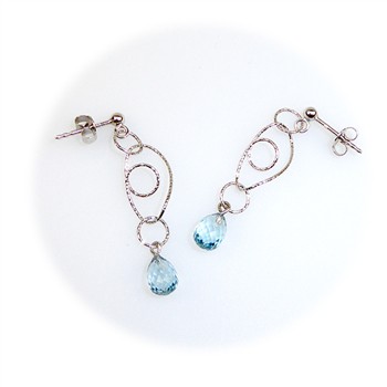 Øreringe -Blå Topas.925/Rhodium. Sterlingsilver/Rhodium-One prs, fra San - Links of Joy