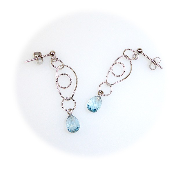 Øreringe -Blå Topas.925/Rhodium. Sterlingsilver/Rhodium-One prs, fra San - Links of Joy