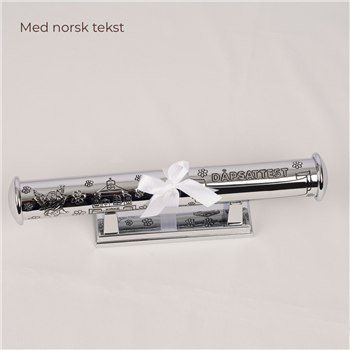 Forkromet dåbsrør m. fod - NORSK, fra Noa Kids