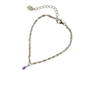 Armbånd i Rhodineret Sterlingsølv med Ametyst 18+4cm, fra San - Links of Joy