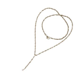 Halskæde i Rhodineret Sterlingsølv med Ferskvandsperle 50cm, fra San - Links of Joy