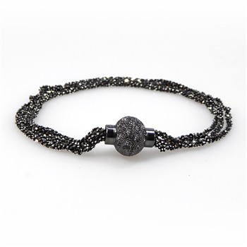 Armbånd & Halskæde med Magnetlås - 4 rk. DiamondCut-Oxyderet/sort Rhodineret 22cm, fra San - Links of Joy
