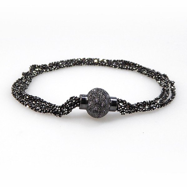 Armbånd & Halskæde med Magnetlås - 4 rk. DiamondCut-Oxyderet/sort Rhodineret 19cm, fra San - Links of Joy