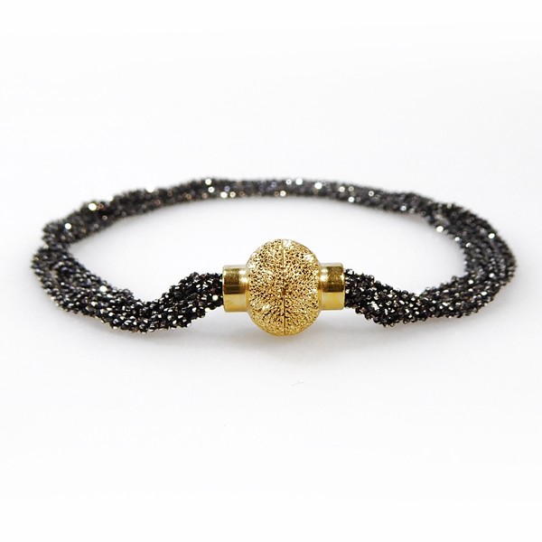 Armbånd & Halskæde med Magnetlås - 4 rk.DiamondCut-Oxyderet/Forgyldt 17cm, fra San - Links of Joy