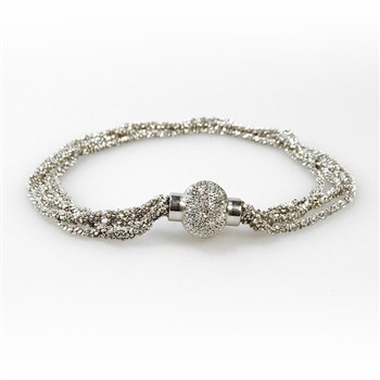 Armbånd & Halskæde med Magnetlås - 4 rk. DiamondCut - Rhodineret 22cm, fra San - Links of Joy