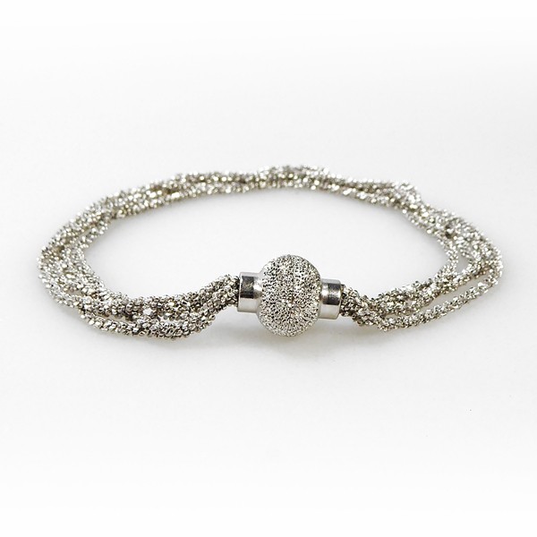 Armbånd & Halskæde med Magnetlås - 4 rk. DiamondCut - Rhodineret 22cm, fra San - Links of Joy