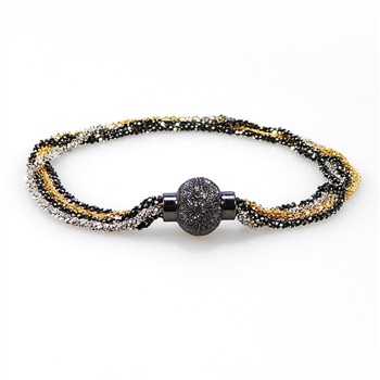 Armbånd & Halskæde med Magnetlås - 4 rk. DiamondCut - 3 farvet 22cm, fra San - Links of Joy