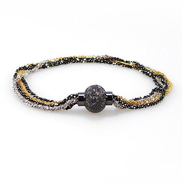 Armbånd & Halskæde med Magnetlås - 4 rk. DiamondCut - 3 farvet 20cm, fra San - Links of Joy