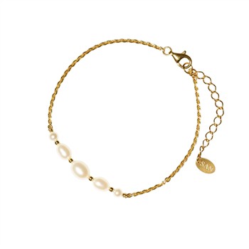 Forgyldt armbånd med Ferskvandsperler 18+4cm, fra San - Links of Joy