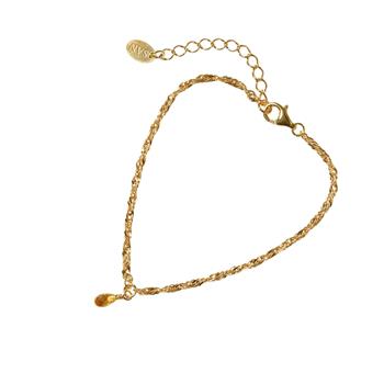 Armbånd i Forgyldt Sterlingsølv med Citrin 18+4cm, fra San - Links of Joy