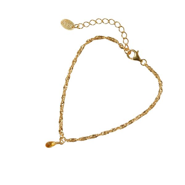 Armbånd i Forgyldt Sterlingsølv med Citrin 16+4cm, fra San - Links of Joy