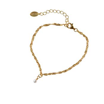 Armbånd i Forgyldt Sterlingsølv med Ferskvandsperle 18+4cm, fra San - Links of Joy
