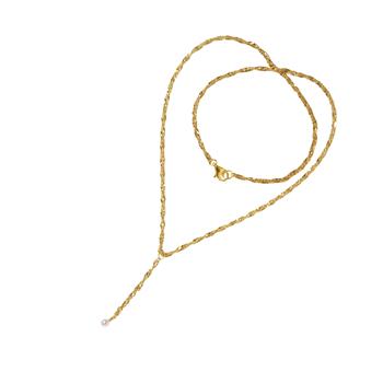 Halskæde i Forgyldt Sterlingsølv med Ferskvandsperle 50cm, fra San - Links of Joy