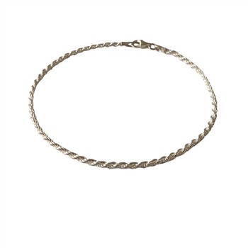 2mm Bjørn Borg - Cordel kæde i Blank sterlingsølv Armbånd & Halskæde 21cm, fra San - Links of Joy