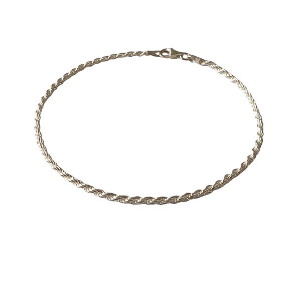 2mm Bjørn Borg - Cordel kæde i Blank sterlingsølv Armbånd & Halskæde 18cm, fra San - Links of Joy