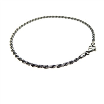 2 mm Bjørn Borg - Cordel kæde i Let Oxyderet Sterlingsølv - Armbånd & Halskæde 21cm, fra San - Links of Joy
