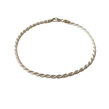 2,5mm Bjørn Borg - Cordel kæde i Blank Sterlingsølv - Armbånd & Halskæde 17cm, fra San - Links of Joy