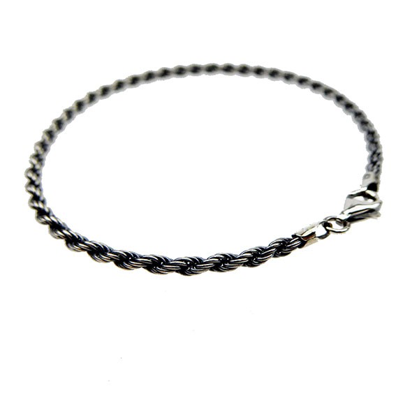 2,5mm Bjørn Borg - Cordel kæde i Let Oxyderet Sterlingsølv - Armbånd & Halskæde 16cm, fra San - Links of Joy
