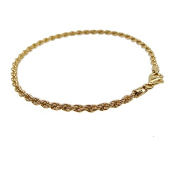 2,5 mm Bjørn Borg - Cordel kæde i Forgyldt Sterlingsølv - Armbånd & Halskæde 50cm, fra San - Links of Joy
