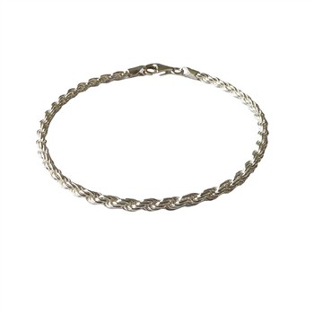 3mm Bjørn Borg - Cordel kæde i Blank sterlingsølv - Armbånd & Halskæde 21cm, fra San - Links of Joy