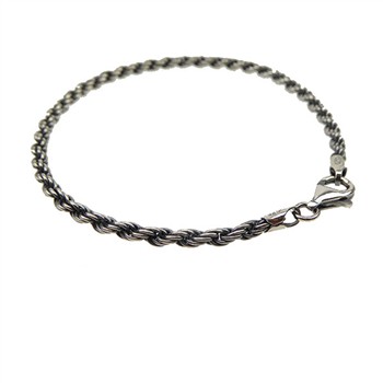 3mm Bjørn Borg - Cordel kæde i Let Oxyderet Sterlingsølv - Armbånd & Halskæde 21cm, fra San - Links of Joy