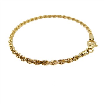 3 mm Bjørn Borg - Cordel kæde i Forgyldt Sterlingsølv - Armbånd & Halskæde 18cm, fra San - Links of Joy