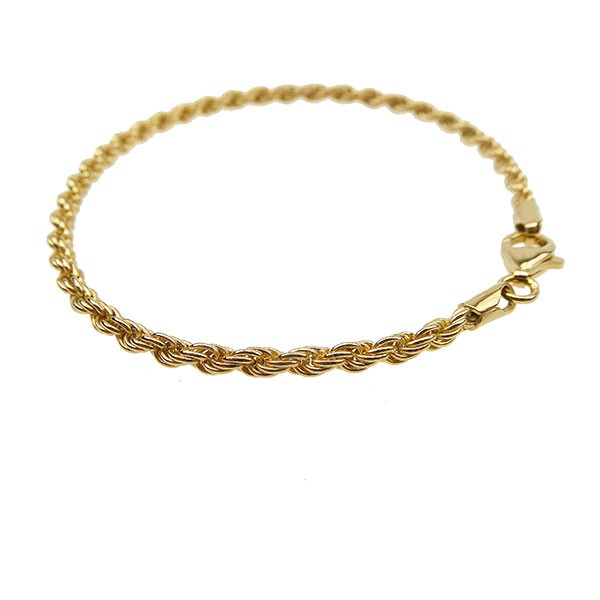 3 mm Bjørn Borg - Cordel kæde i Forgyldt Sterlingsølv - Armbånd & Halskæde 18cm, fra San - Links of Joy