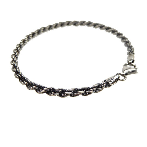 3,5mm Bjørn Borg - Cordel kæde i Let Oxyderet Sterlingsølv Armbånd & Halskæde 17cm, fra San - Links of Joy