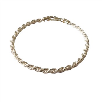 4mm Bjørn Borg - Cordel kæde i Blank Sterlingsølv Armbånd & Halskæde 23cm, fra San - Links of Joy