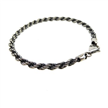4mm Bjørn Borg - Cordel kæde i Let Oxyderet Sterlingsølv Armbånd & Halskæde 23cm, fra San - Links of Joy
