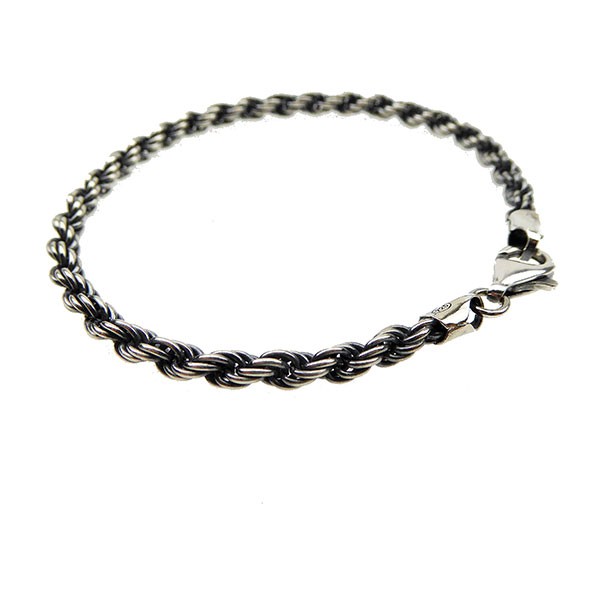 4mm Bjørn Borg - Cordel kæde i Let Oxyderet Sterlingsølv Armbånd & Halskæde 23cm, fra San - Links of Joy