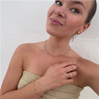 Ankelkæde i stål, belagt med 14 K guld - 22 cm + 4 cm i forlænger, fra Blicher Fuglsang