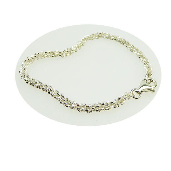 Armbånd & halskæde - Blank/925 DiamondCut 3,8mm i diameter 17cm, fra San - Links of Joy