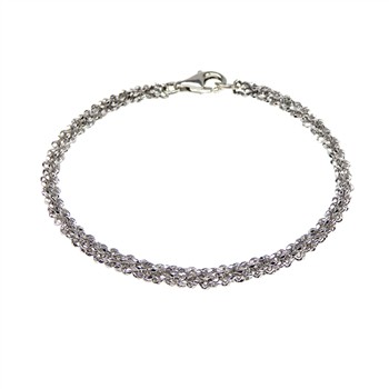 Armbånd & halskæde - Rhodium/925- DiamondCut=3,8mm diameter 23cm, fra San - Links of Joy