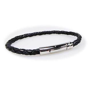 San - Link of joy Menns smykker av San Leather / rustfritt stål armbånd blank, modell 48001 -svart