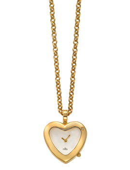 Gullbelagt hjerte på 4 mm halskjede med klokke fra Inex